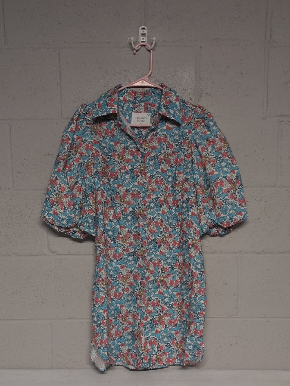 Tuckernuck Hyacinth House Blue & Coral Vines Cassidy Mini Shirt Dress XS - Picture 3 of 11
